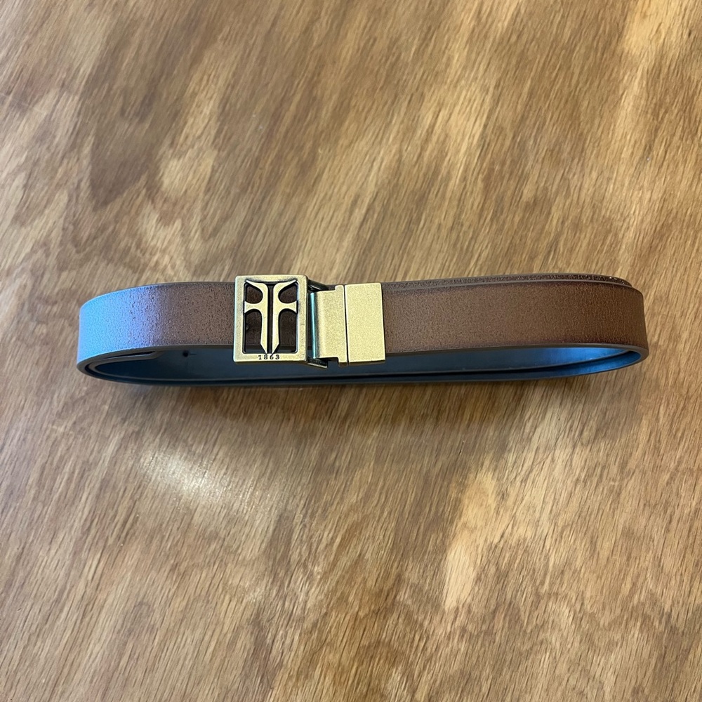 FRYE leather belt / reversible / light brown & dark brown / medium